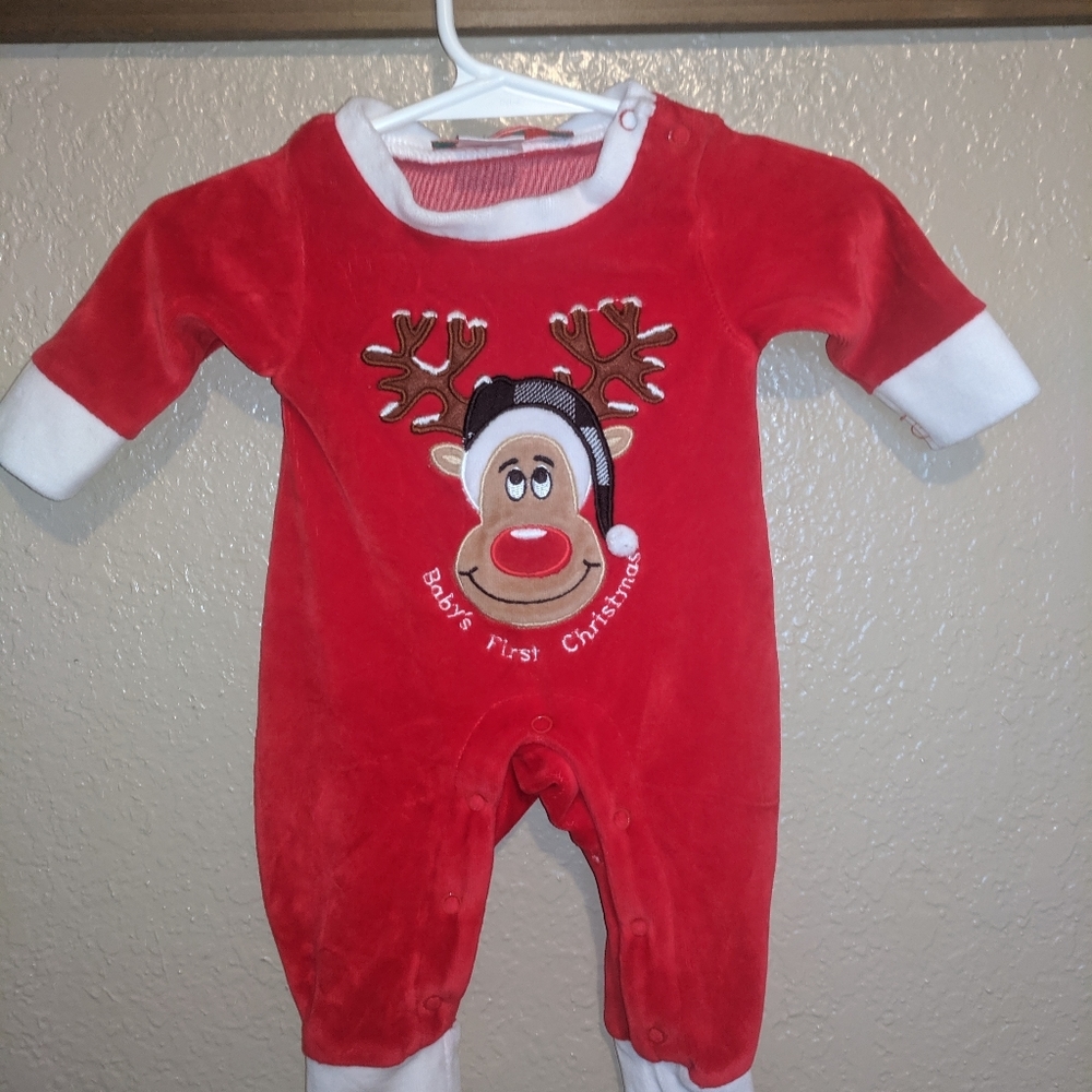 Ho-Ho-Ho Christmas feet jammies, 3 month